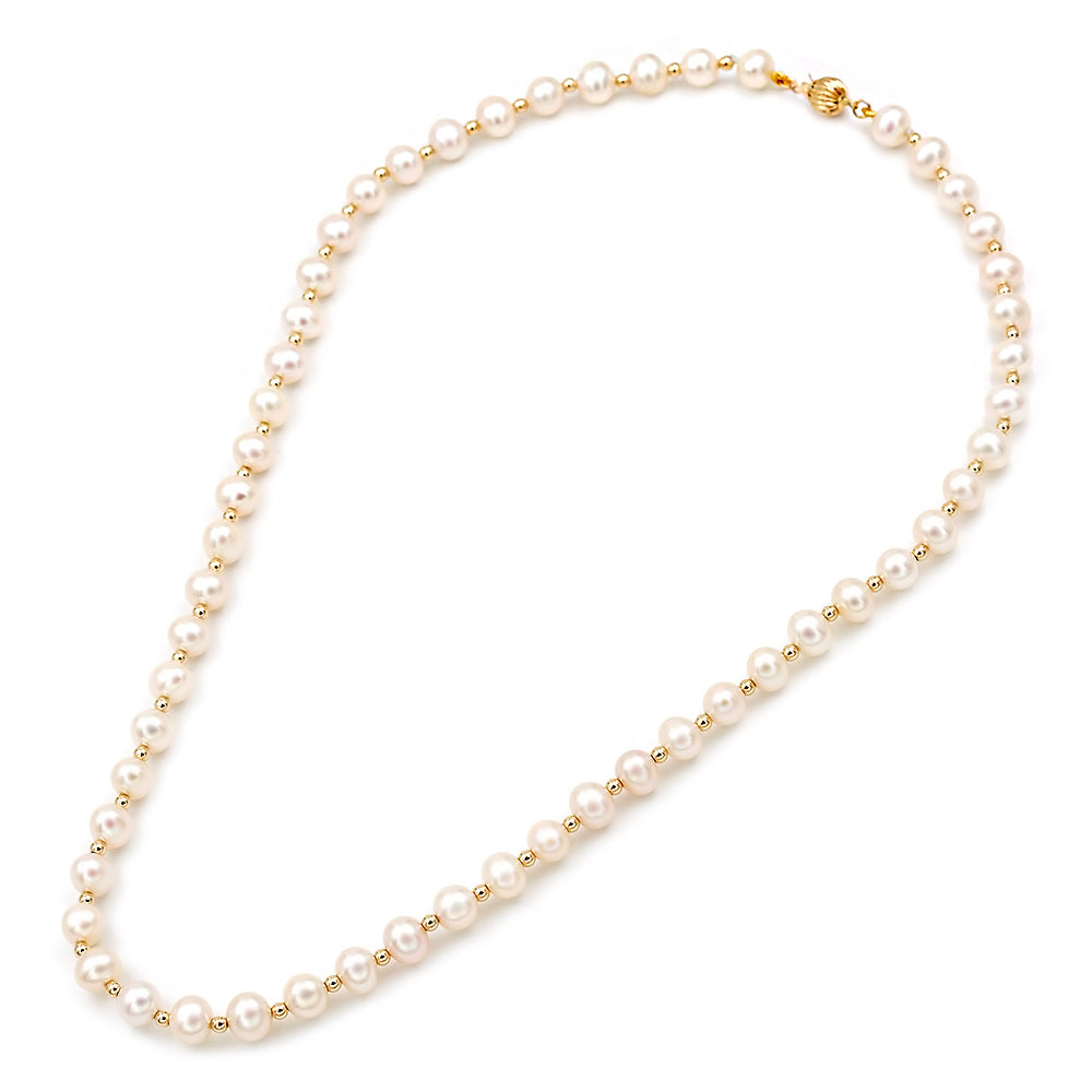 Κολιέ μαργαριτάρια Fresh Water Pearl 6,0-6,5mm Κ14
