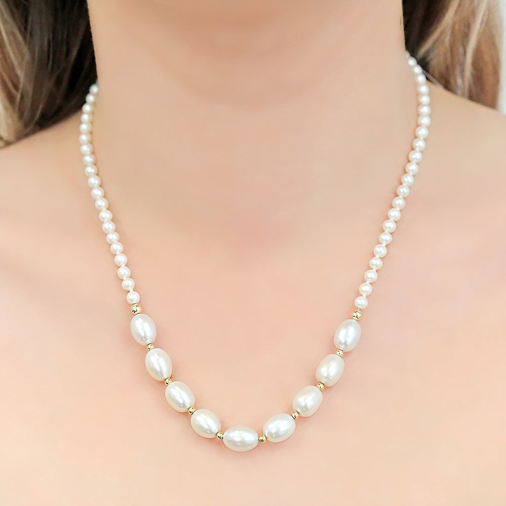 Κολιέ μαργαριτάρια Fresh Water Pearl 4,0-9,0mm Κ14
